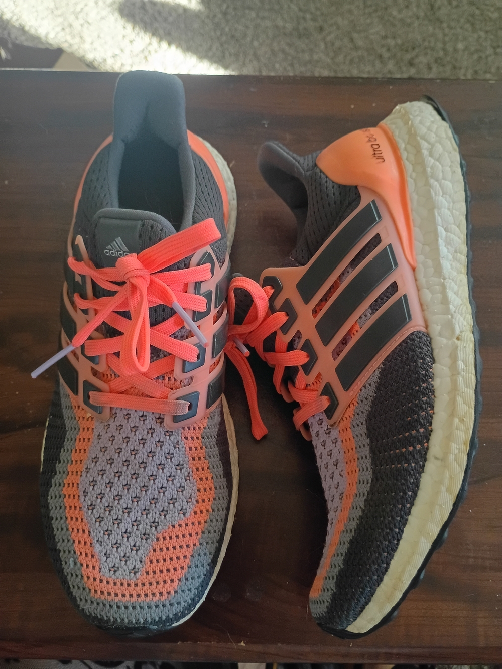 Women's Adidas Ultra Boost Running Shoes - Gray & Orange